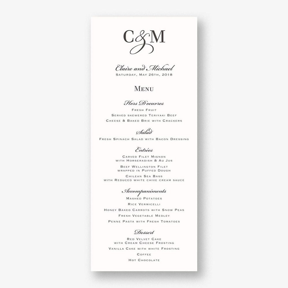 Chandelier Menu