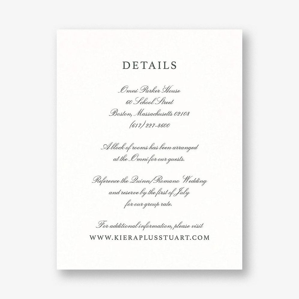 Botanical Wreath Monogram Information Card