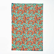 Tangerine Pansies on Dark Teal Handmade Paper
