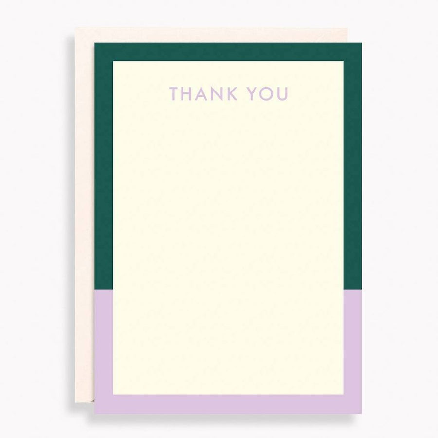 Colorblocked Green and Lavender Thank You Stationery Set