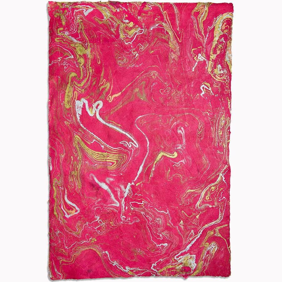Metallic on Mangenta Marble Handmade Paper