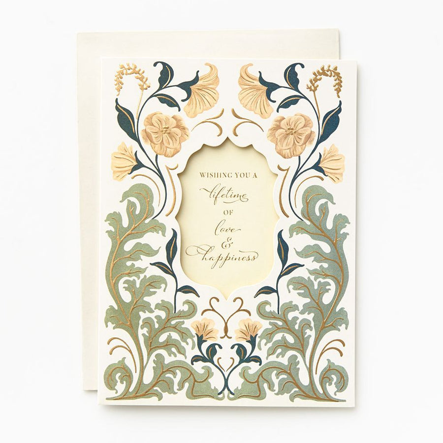 Diecut Window with Floral Pattern Embellished Wedding Card