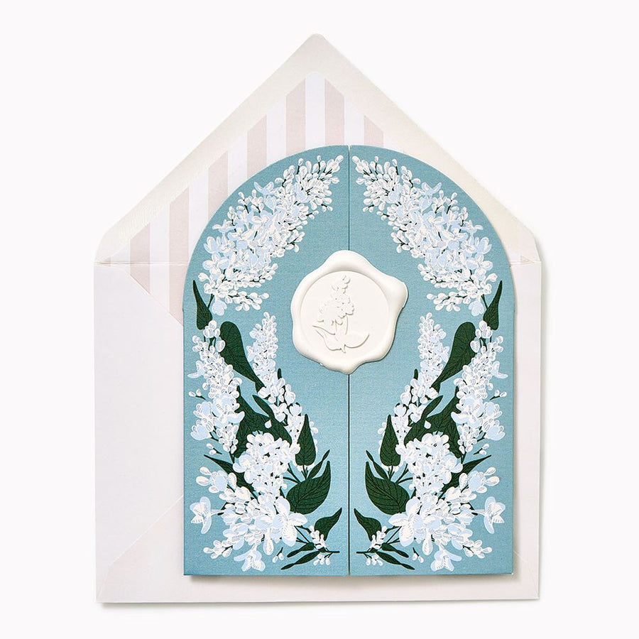 Blue Floral Gateway Embellished Wedding Card