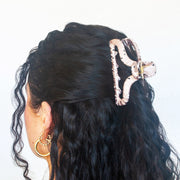 Dotted Satin Wrapped Hair Clip