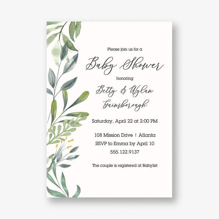 Greenery Baby Shower Invitation