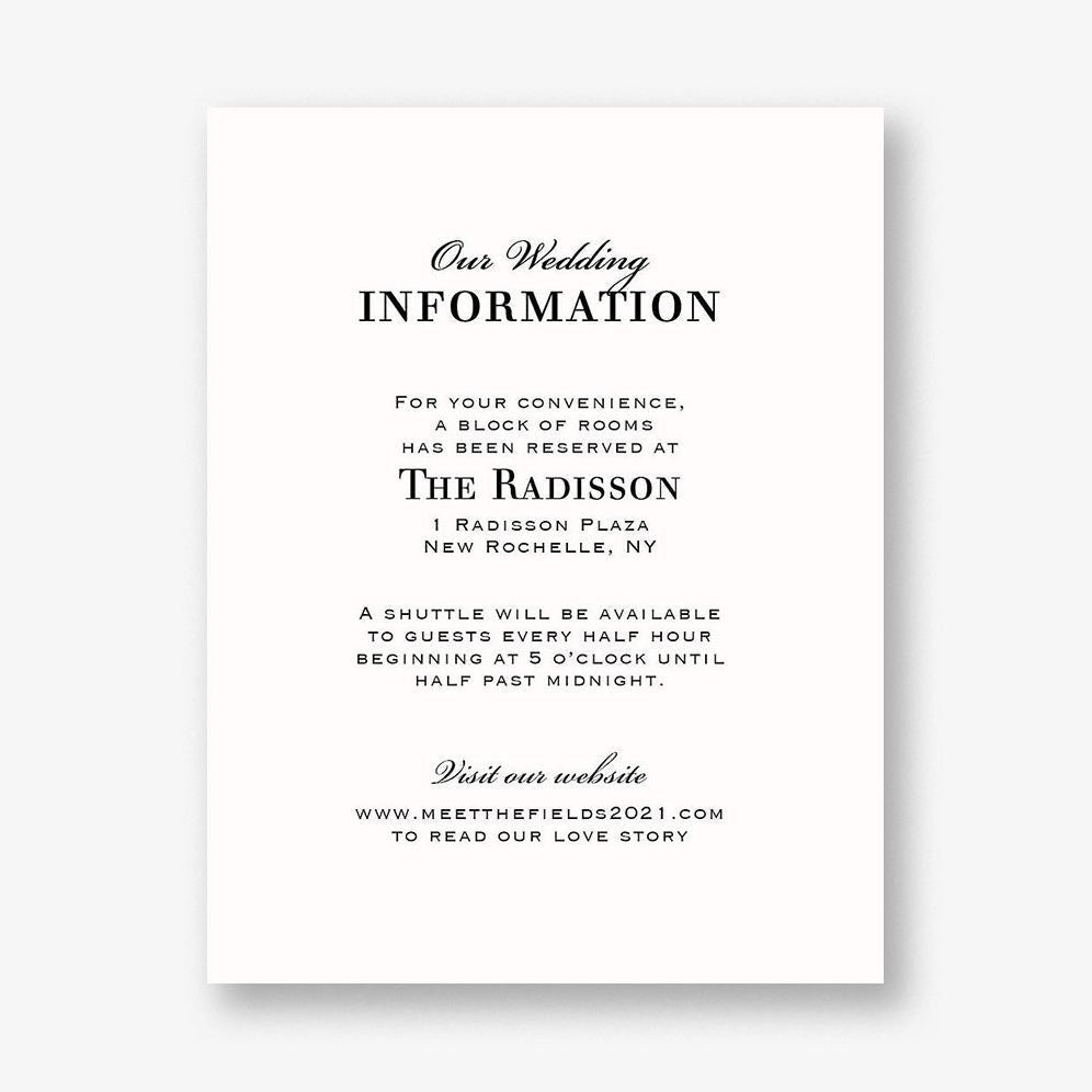 Chandelier Wedding Information Card