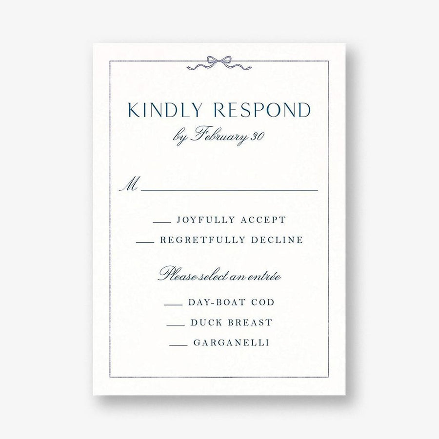 Bow Border Blue Response Card