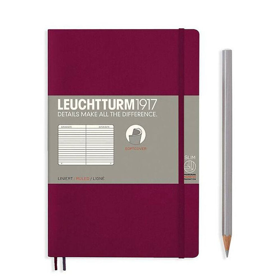 Leuchtturm Port Red Ruled Page Softcover Paperback Notebook