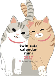 2027 Die-Cut Calendar Mini - Twin Cats