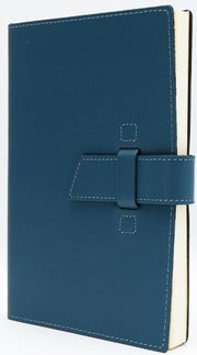Blue Leather Journal with Leather Flap Closure and Lined Pages
